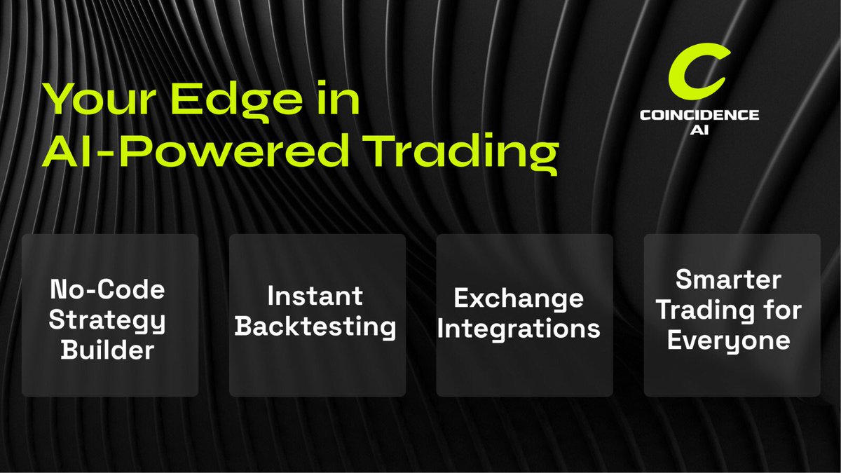 CoincidenceAI's tweet image. Unlock your edge in trading with CoincidenceAI! 

🚀 No-Code Strategy Builder, Instant Backtesting, Exchange Integrations, and Smarter Trading for Everyone. 

Say goodbye to complexity—start free today!

#SmartTrading  #CoincidenceAI