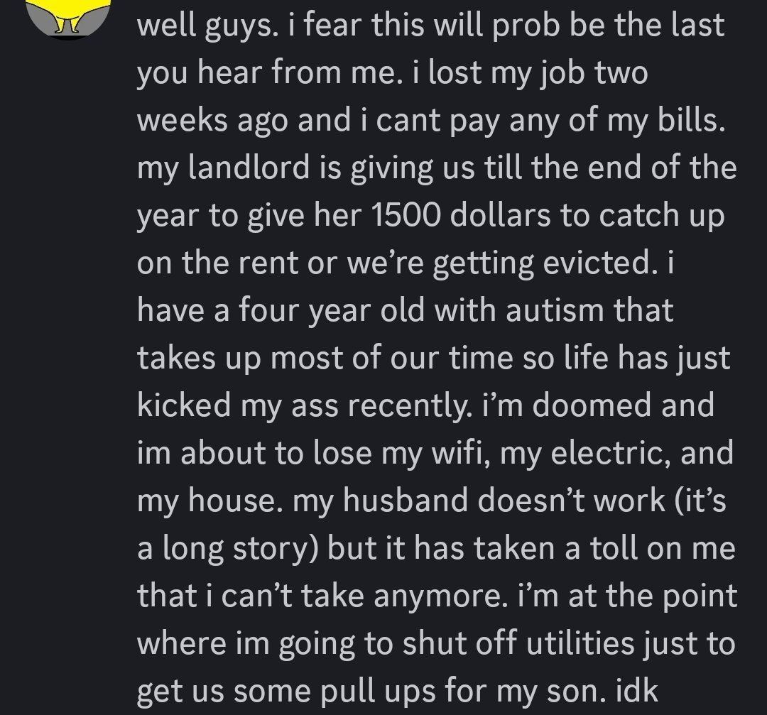 Keywork26's tweet image. Please help my friend/share. They lost their job and are facing eviction and utilities shutoff. They need to care for their autistic kiddo. #DisabilityCrowdfund #MutualAid
paypal.com/pool/9iVpK7hWY…