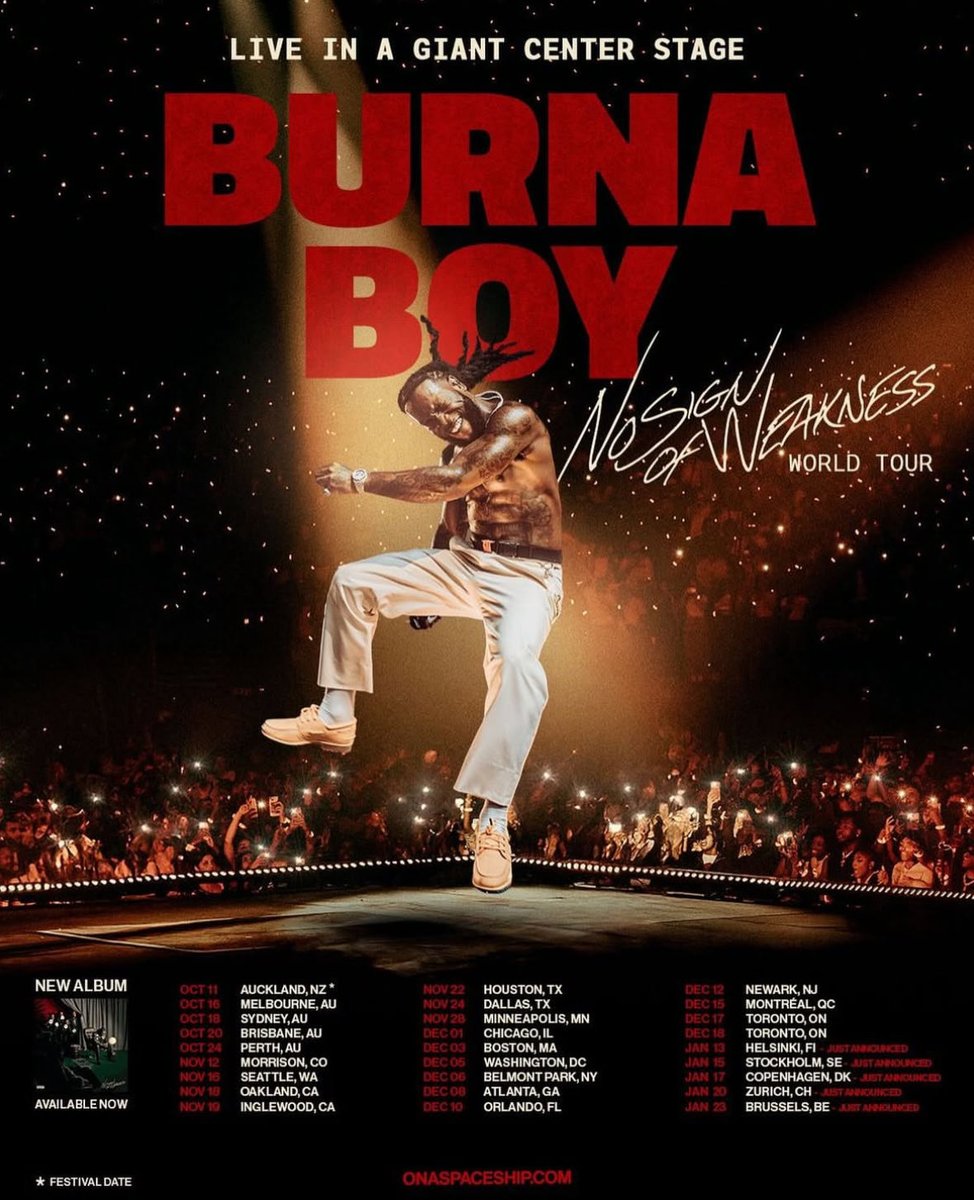 🚨Burna Boy Announces More Dates for his ‘NSOW’ World Tour 🏟️🐐