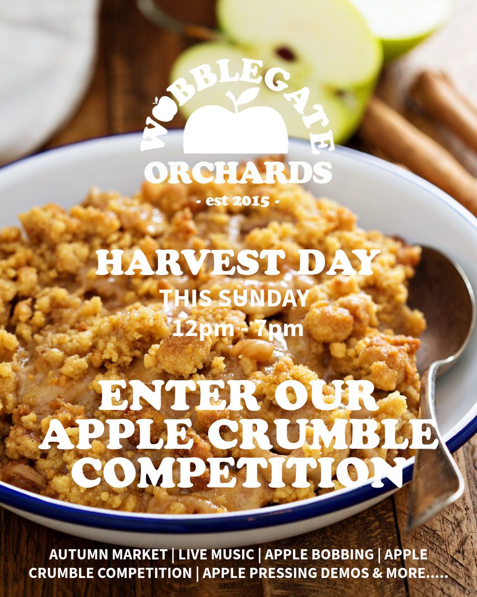 🍏✨ **Calling all crumble connoisseurs!** 🍏✨ 

Don’t forget – there’s STILL time to enter our inaugural **Harvest Day Apple Crumble Competition**! 🥧🏆 Do you whip up the ultimate crumble that leaves everyone begging for seconds? Is your secret recipe the talk of the town?