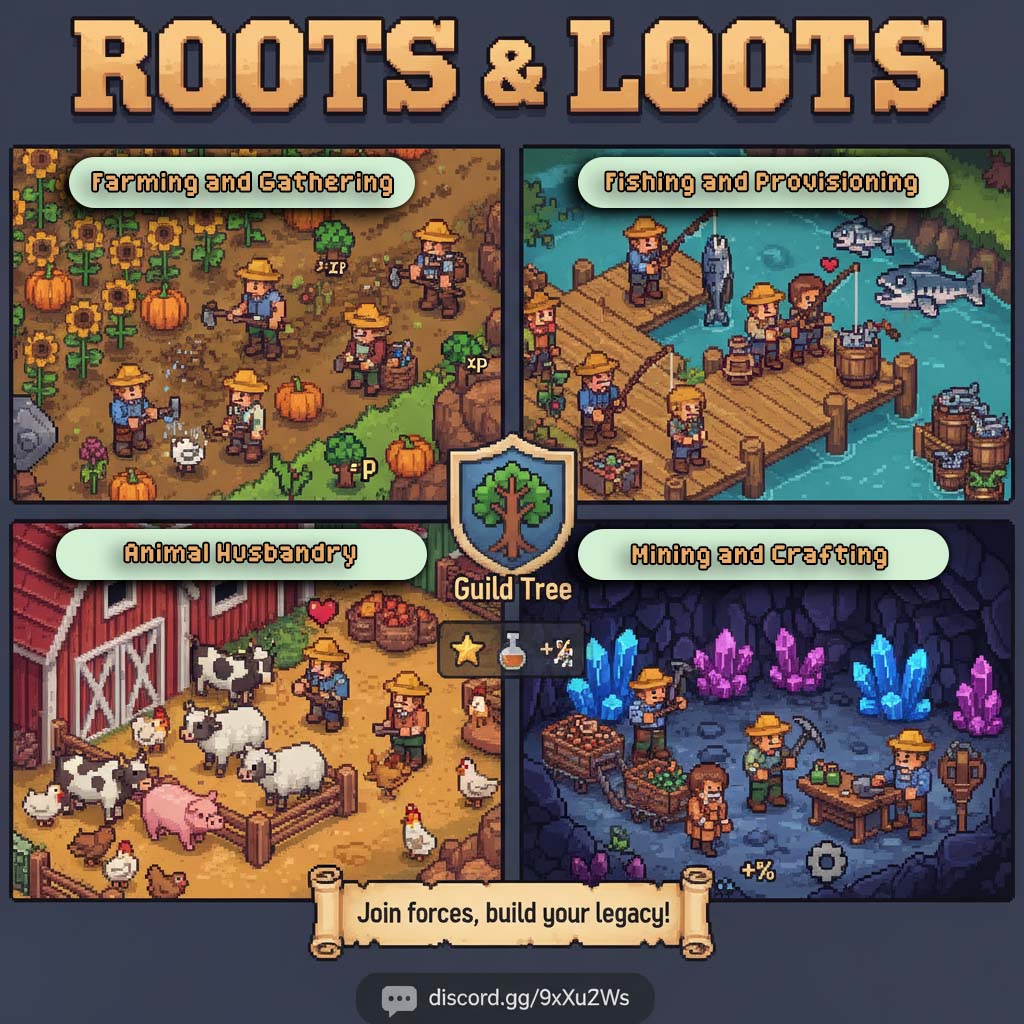 More info about Guilds in <a href="/RootsandLoots/">Roots & Loots Game</a> on <a href="/0xPolygon/">Polygon | POL</a> . Thx to <a href="/0xBabayka/">0xBabayka 👾 | POLYGON | Web3 Gamer</a> !
Guild Power: Founder Bonuses &amp; Development Tree
The Founders in the Guild mechanism is key to boosting your guild's efficiency!

📜 Founder's Scroll Power (Max 5 Total):

1 Founder: +5% XP Gain, +3%