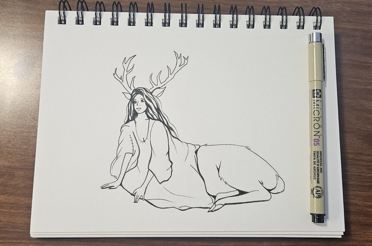 Miss_Serin's tweet photo. Teensy bit late with this one, oops. 🫣 Inktober day 5 🦌 #inktober #inktober2025 #inktoberday5 #deer https://t.co/R2QVFbU3b0