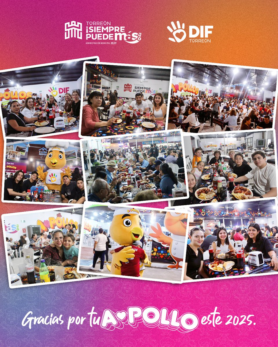 🩷 ¡GRACIAS, TORREÓN! 🩷

Gracias a todas las familias que nos acompañaron en A🩷Pollos DIF durante la Feria de Torreón 2025. Cada visita, cada pedido para llevar y cada sonrisa nos ayudan a seguir apoyando las causas de DIF Torreón.

DIF #SiempreContigo 🩷