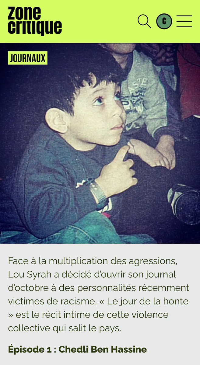 Si vous en avez l’occasion, allez lire cet article de Zone Critique qui parle de mon expérience perso en France en tant que rebeu, musulman, banlieusard.

Écrit par <a href="/LouSyrah/">Lou syrah</a>