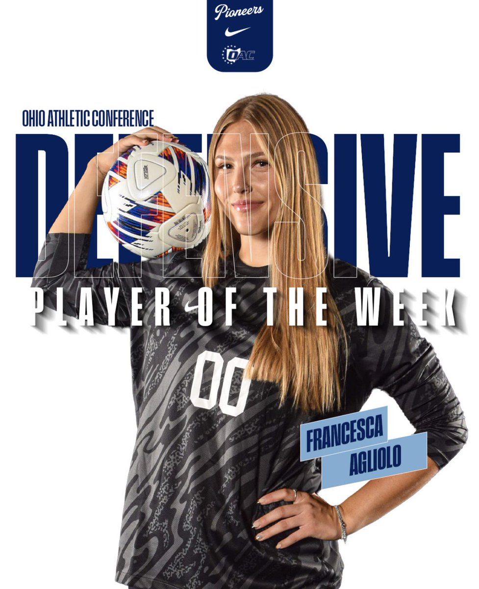 MC_WSoccer's tweet photo. Back-to-Back Lockdown! Francesca Agliolo claims Defensive Player of the Week for the OAC for the second straight week! https://t.co/pbMYo9nfZZ