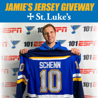 🚨 JAMIE'S JERSEY GIVEAWAY 🚨

<a href="/JamieRivers08/">Jamie Rivers</a>'s jersey giveaway is BACK, and to kick off the #stlblues season, we're giving away a signed Brayden Schenn jersey!

Register to win NOW at 101espn.com/rewards/63311 or on the 101 Mobile App presented by <a href="/StLukesSTL/">St. Luke's Hospital</a>!
