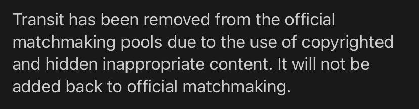 gabefollower's tweet image. rikuda, one of the main creators of the transit shared an official response from valve: map will not be added back