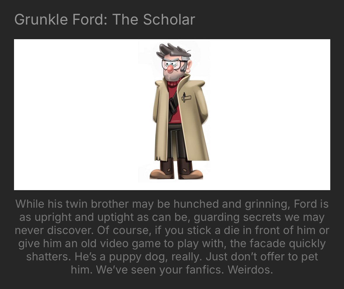 xNeonKnight's tweet photo. PUPPY 🥹???? BAHAHAH THE FANFICS 😭 NAHHHHHH https://t.co/pD8OxdfpE8 #GravityFalls #FordPines #studiobadegg #StanfordPines https://t.co/FLlvhCq1sZ