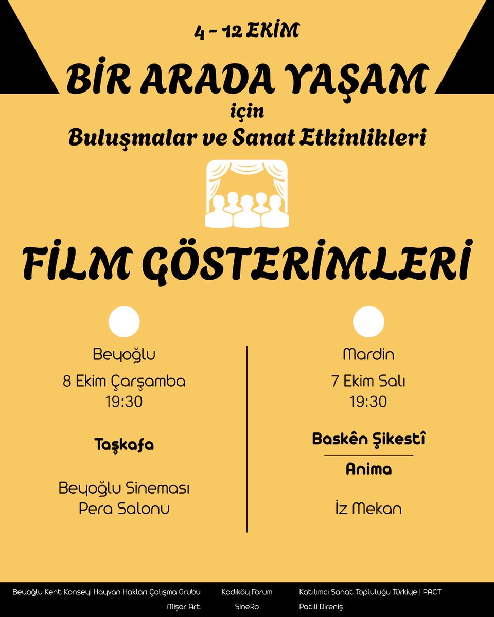 biraradabeyoglu's tweet photo. 4 Ekim Hayvanları Koruma Günü dolayısıyla, Beyoğlu Kent Konseyi Hayvan Hakları Çalışma Grubunun düzenlediği ücretsiz film gösterimine davetlisiniz… https://t.co/0GBQW3G7UY