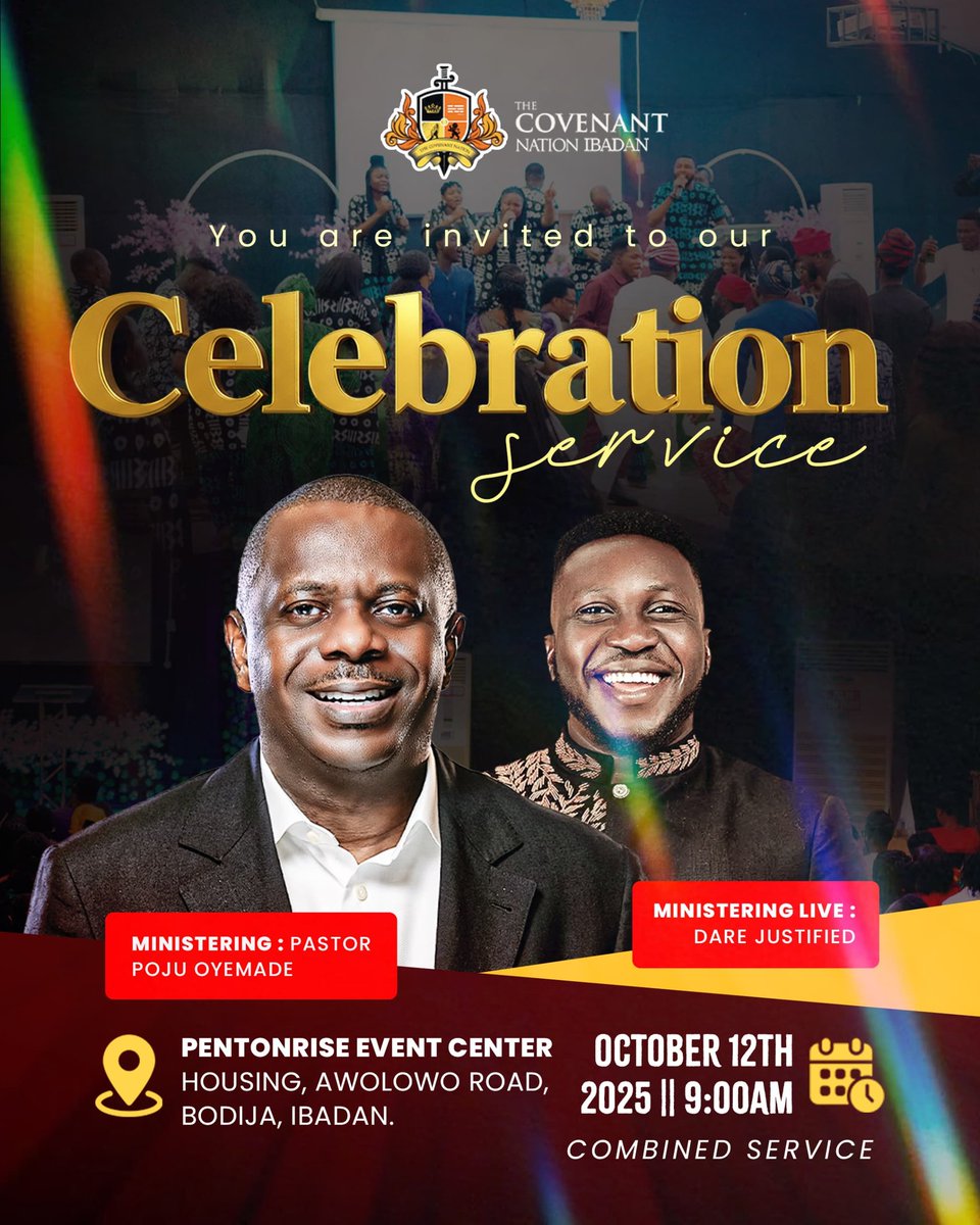 Join us this Sunday for a Special Celebration Service with Minister Dare Justified!

It’s going to be a glorious time of rejoicing, thanksgiving, and bliss in God’s presence.

Date: Sunday, October 12, 2025

Time: 9:00 a.m. (Combined Service)