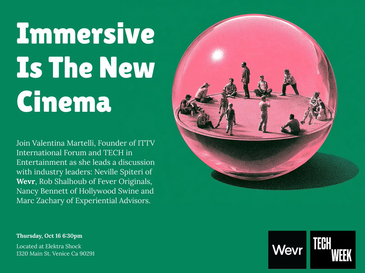 Immersive Is The New Cinema

Immersive technology is redefining entertainment
Come hang with us at LA Tech Week partiful.com/e/miujGUifI48l…

#LATechWeek
