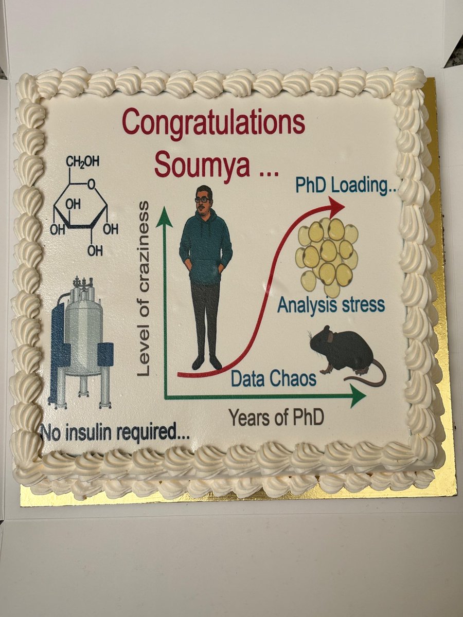jeetchem's tweet image. When lab mates get super creative in designing figures, they start showing their talent in cakes as well 😊! Congratulations @soumya_swastik3 for your pre-synopsis presentation.