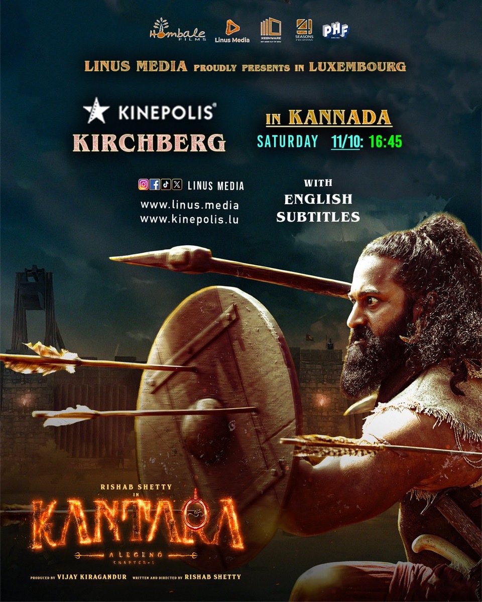 Linus Media (@linusmedianl) on Twitter photo The divine cinematic storm continuesβ¦π₯
Experience #BlockbusterKantaraΒ Β in cinemas near you.
#KantaraChapter1Β Β 2nd week BELGIUM & LUXEMBOURG showtime π§πͺπ±πΊ
#KantaraΒ Β <a href="/hombalefilms/">Hombale Films</a> <a href="/KantaraFilm/">Kantara - A Legend</a> <a href="/shetty_rishab/">Rishab Shetty</a> <a href="/VKiragandur/">Vijay Kiragandur</a> <a href="/ChaluveG/">Chaluve Gowda</a> <a href="/rukminitweets/">rukmini</a> <a href="/gulshandevaiah/">βSuperGulluβ</a> The divine cinematic storm continuesβ¦π₯
Experience #BlockbusterKantaraΒ Β in cinemas near you.
#KantaraChapter1Β Β 2nd week BELGIUM & LUXEMBOURG showtime π§πͺπ±πΊ
#KantaraΒ Β <a href="/hombalefilms/">Hombale Films</a> <a href="/KantaraFilm/">Kantara - A Legend</a> <a href="/shetty_rishab/">Rishab Shetty</a> <a href="/VKiragandur/">Vijay Kiragandur</a> <a href="/ChaluveG/">Chaluve Gowda</a> <a href="/rukminitweets/">rukmini</a> <a href="/gulshandevaiah/">βSuperGulluβ</a>