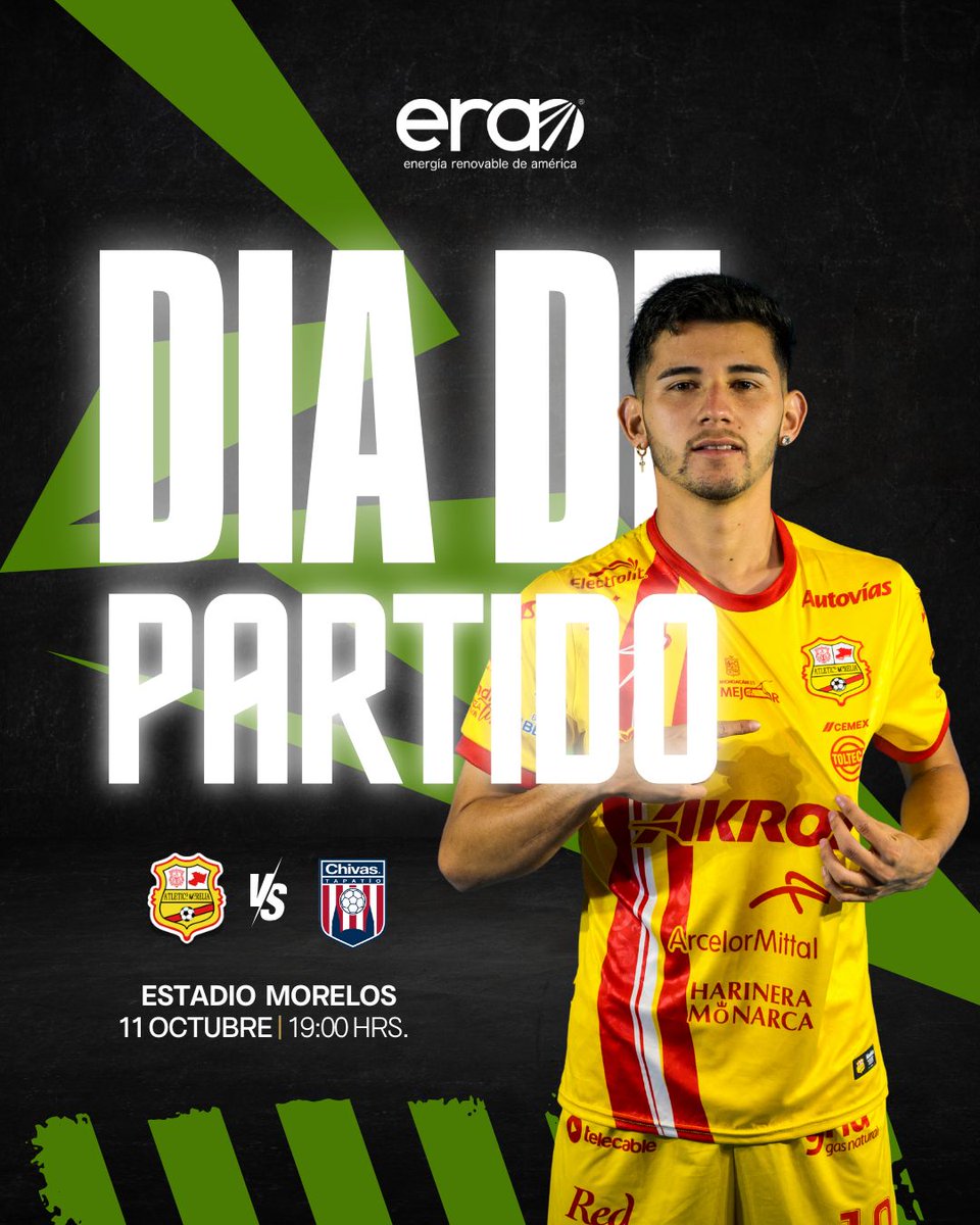 💛 Hoy el Morelos se enciende con pura energía ERA ⚡

¡Vamos con todo, <a href="/C_A_Morelia/">Club Atlético Morelia</a> ! 🔥

#ERAContigo #DelCanarioSoy
