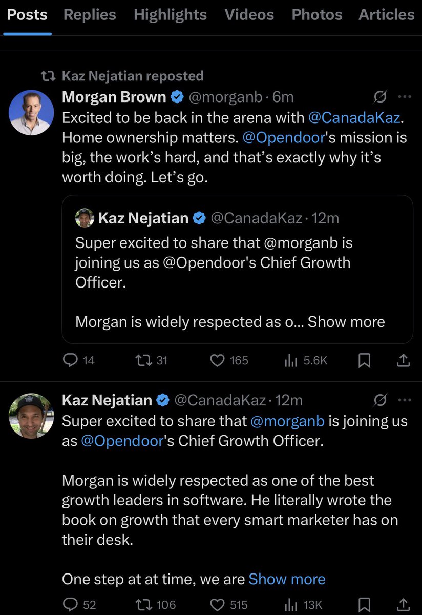 Delta_Arc_Mikey's tweet photo. New!!  @nejatian announces new CGO!!!   $OPEN with the new Chief Growth Officer.  Welcome @morganb to @Opendoor.

Leadership creates the culture to drive the change! https://t.co/CVosUhwQIN