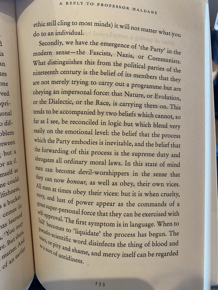 The “party,” the Fascists, Nazis or Communists, are “obeying an impersonal force: that Nature, or Evolution, or the Dialectic, or the Race, is carrying them on.” - CS Lewis

Emotional Machiavellian collectivism evolves into demon worship every time. Lewis was into something.