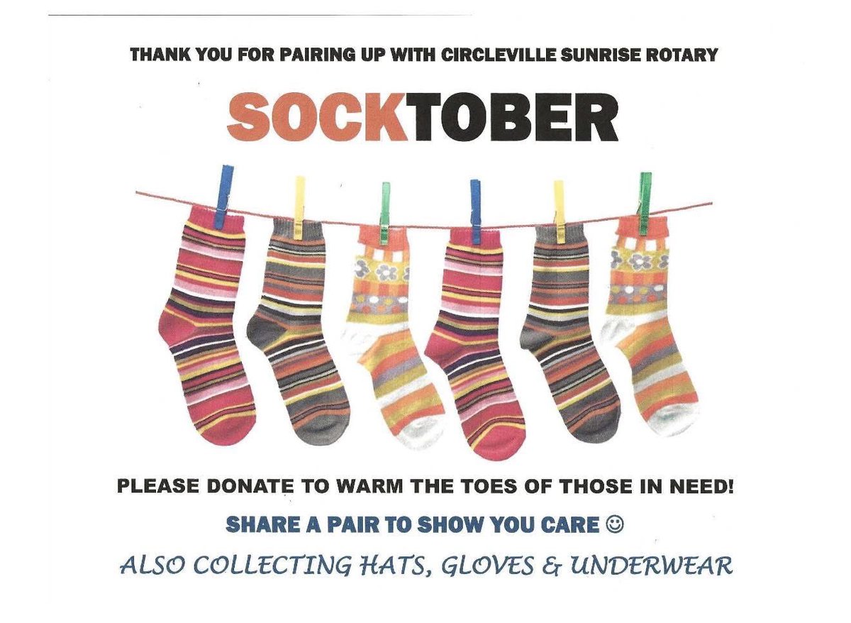 CirclevilleB's tweet image. The volleyball program is teaming up with the Circleville Sunrise Rotary for a community project. Please bring new/unused socks (or any other item listed in the picture) to Circleville High School on Tuesday 10/7/25 beginning at 6:00 and stay to cheer for the Lady Tigers!