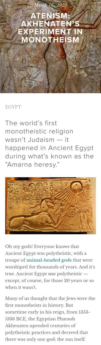 Taldu234's tweet photo. @AngloCelticJen This goes even further... did you know that Judaism is not the first monotheistic religion in history?
The title belongs to Akhenaten, also of Egyptian origin. https://t.co/JWGCRjM80d