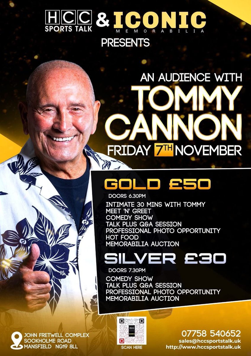 Message from Tommy’s son &amp; manager, Luke ❤️

Tommy Cannon isn’t just performing—he’s keeping the Cannon &amp; Ball legacy alive.

He’s said it himself: “If they want me, I’ll be there.”

So let’s show him we do.
Let’s fill those seats.
Let’s honour the laughter, the love, the legacy.