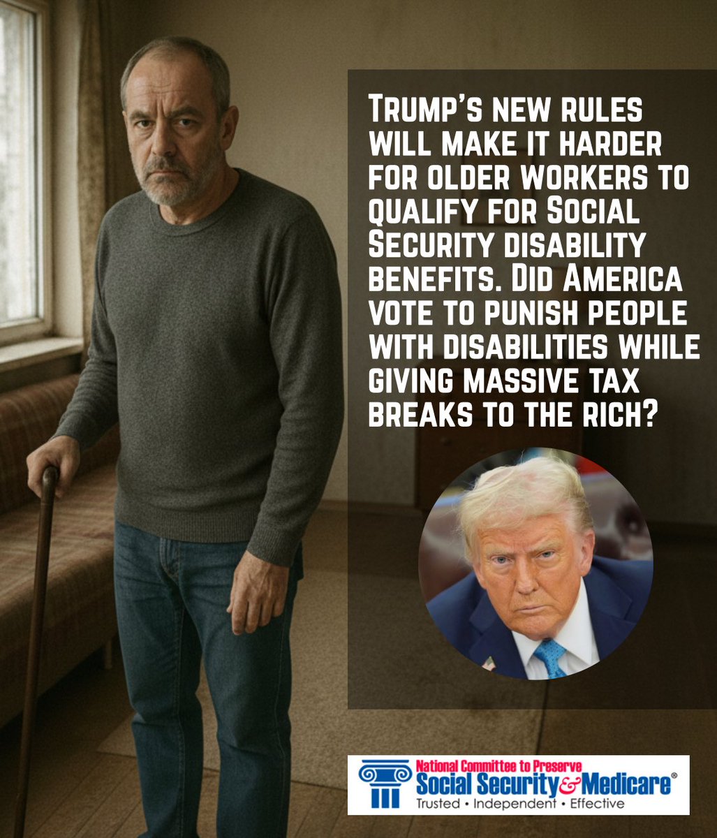 NCPSSM's tweet image. The Trump administration is reportedly rewriting the rules for #SocialSecurity Disability Insurance that will deprive nearly 1 million workers --- many of them older people --- of benefits.  READ MORE HERE::: archive.ph/mNcfb 
#SSDI #disabilityinsurance #olderamericans