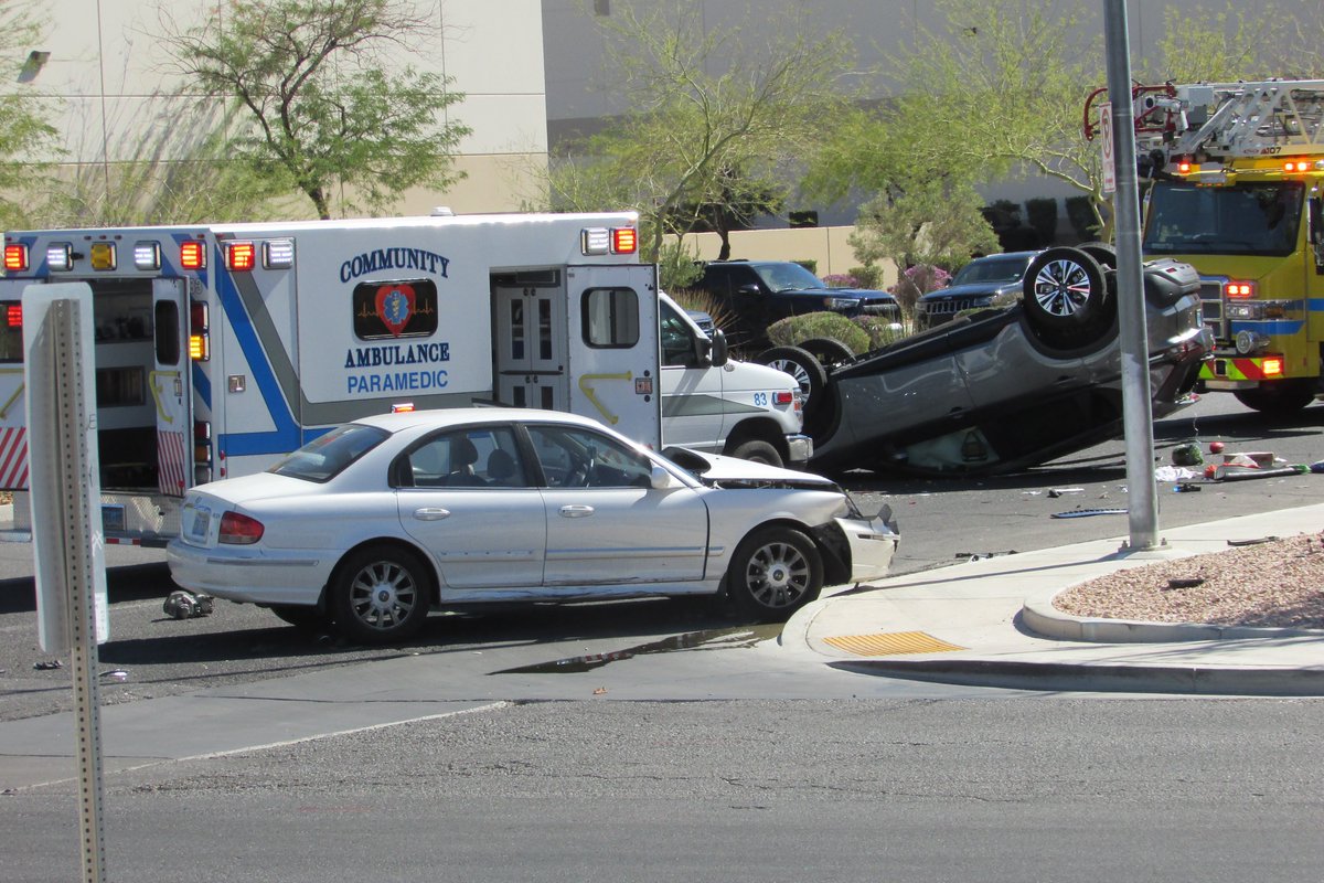 batsteg's tweet photo. Car flipped Montessouri and Arby Las Vegas 10/6/25 https://t.co/navYEYWEHK