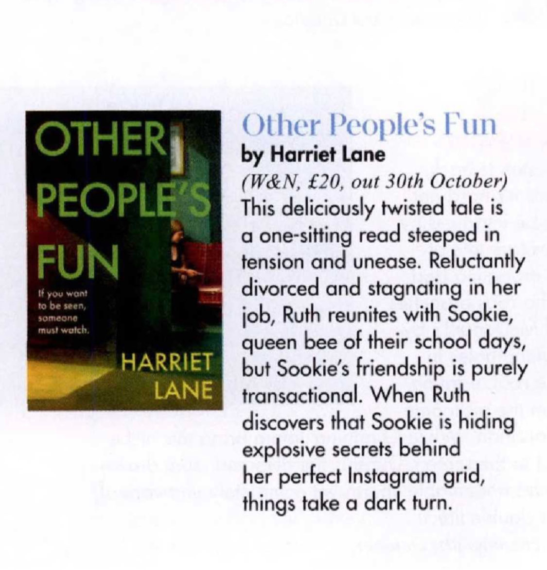 Very early reviews for Other People’s Fun (the i paper, Grazia, Red)