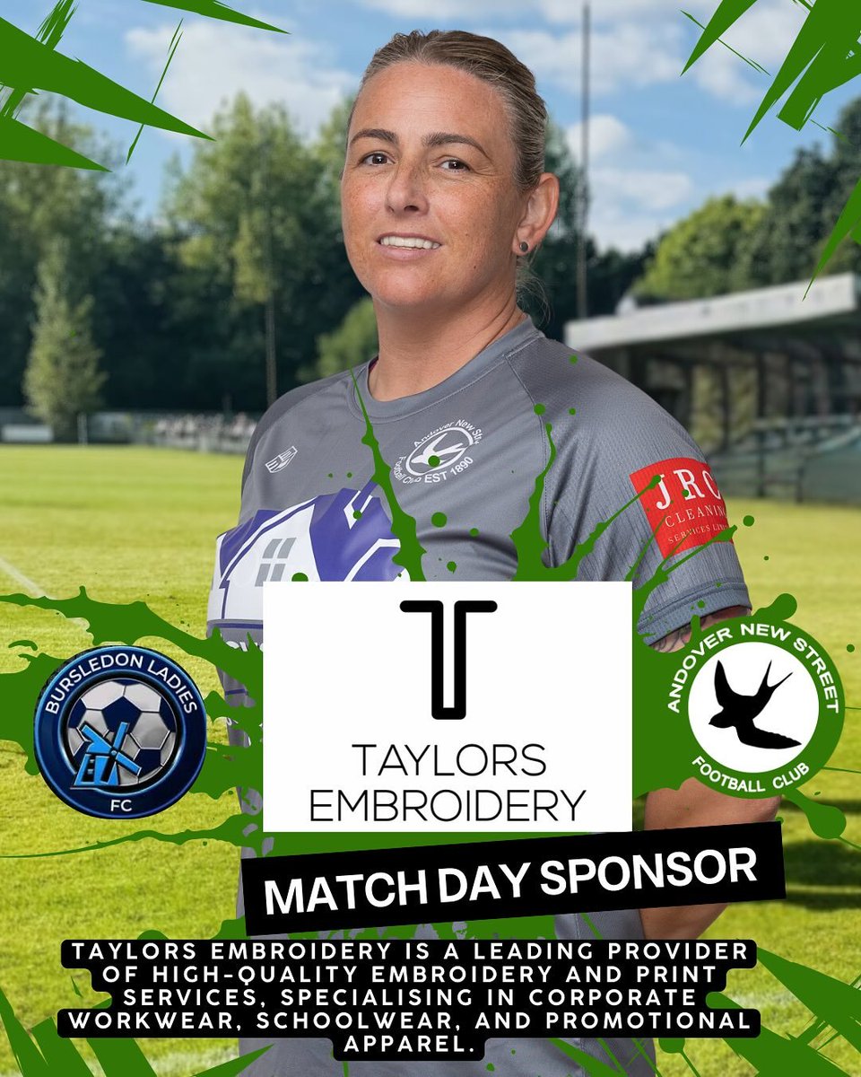 💚🖤 NEXT FIXTURE 💚🖤
Street Ladies face Bursledon Women in league action this Sunday.
📅 12th October
⏰ Kick-off: 14:00
📍 Priory Park
After their last FA Cup meeting, the team aims to triumph 💪⚽️
🧵 Match Sponsor:
Taylor’s Embroidery – experts in high-quality embroidery and
