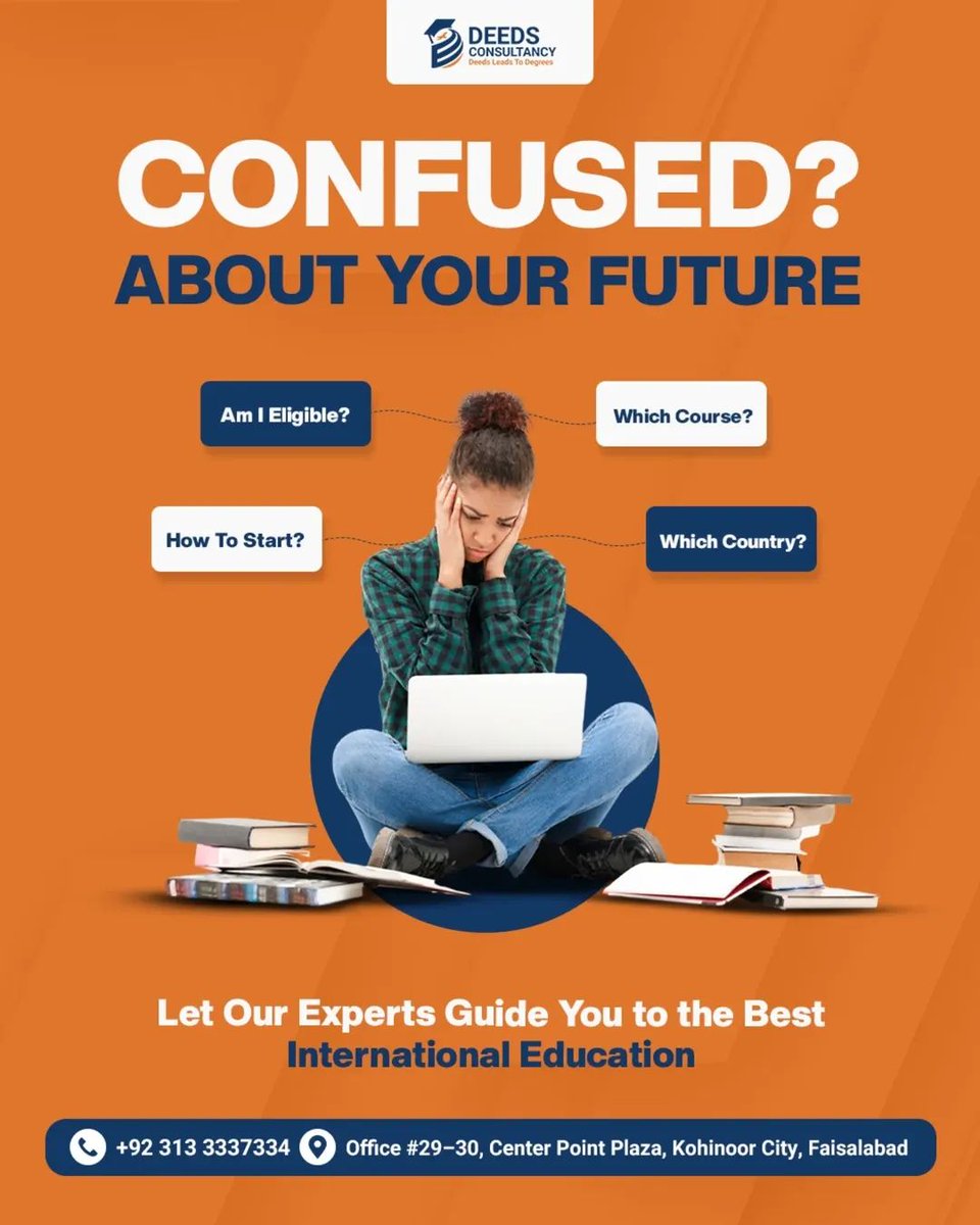 deedsconsult's tweet image. 🌍 Dreaming of studying abroad but don’t know where to start?
✅ Which country?
✅ Which course?
✅ Am I eligible?
We’ve got ALL the answers.
DM us today and let’s make it happen 🚀📚
#StudyAbroad #EducationConsultancy #ConfusedNoMore #GlobalOpportunities #FutureStartsHere