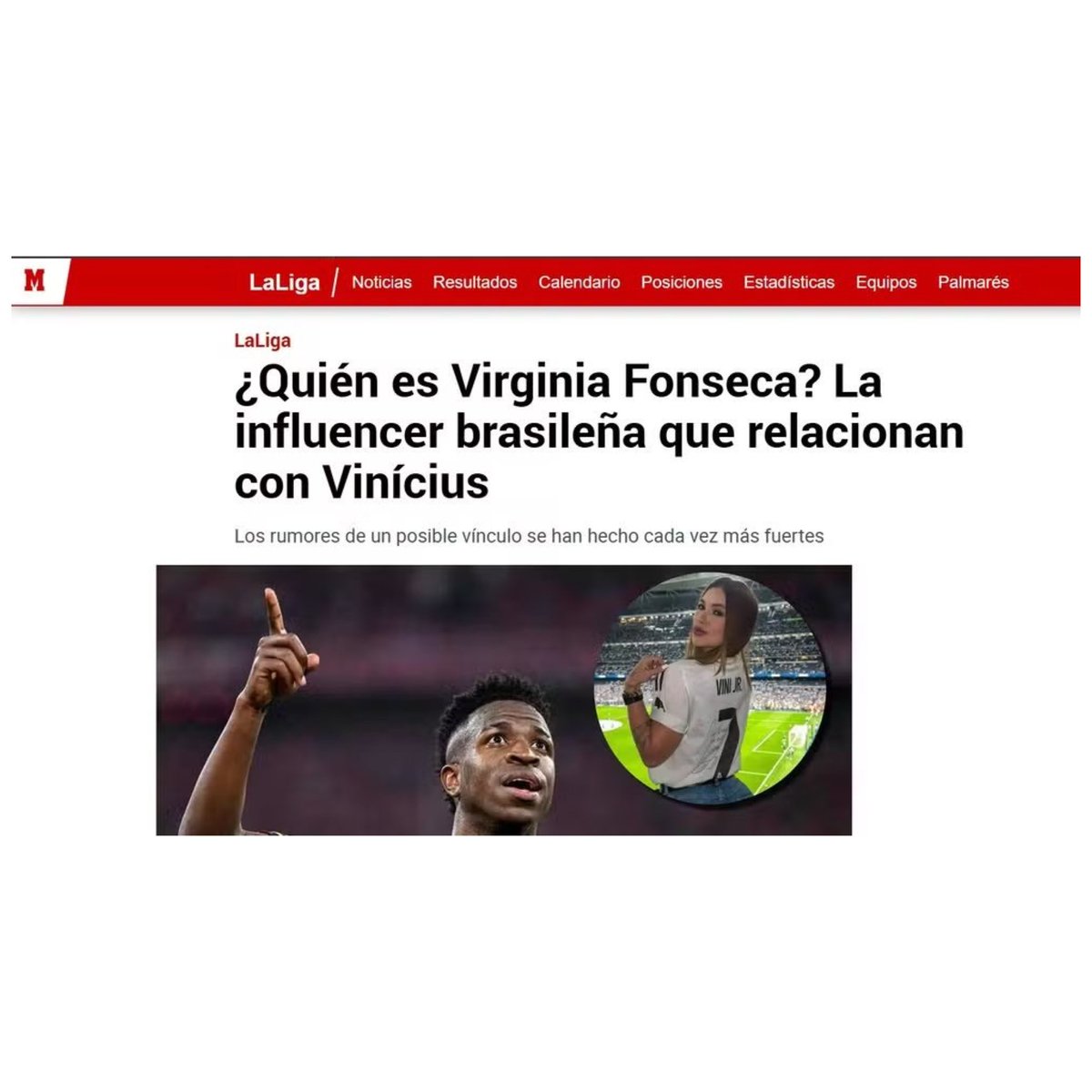 choquei's tweet photo. 🚨FAMOSOS: Virginia Fonseca vira notícia internacional após acompanhar Vini Jr. em jogo do Real Madrid. https://t.co/EorYt45g1N