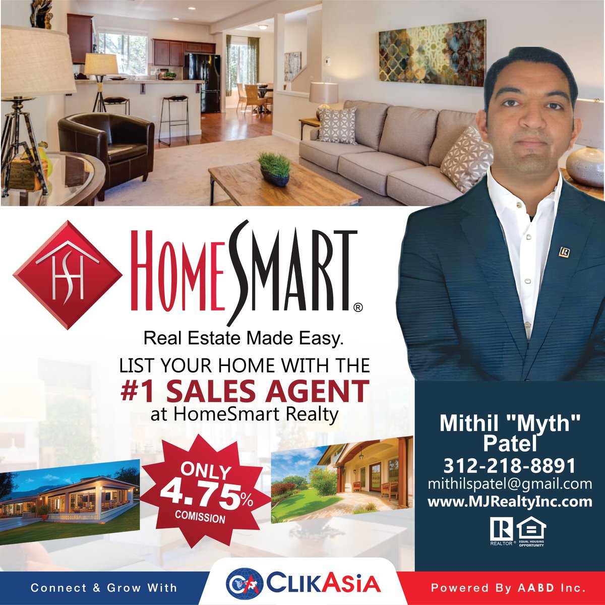 ClikAsia's tweet photo. At ClikAsia, we showcase top real estate pros helping South Asian communities thrive across North America.
Meet Mithil "Myth" Patel, the #1 sales agent at HomeSmart Realty — making real estate easy with trust and results.
#CLIKASiA #HomeSmart #RealEstate #SalesAgent #MJRealtyInc https://t.co/v9YOFyf8BU