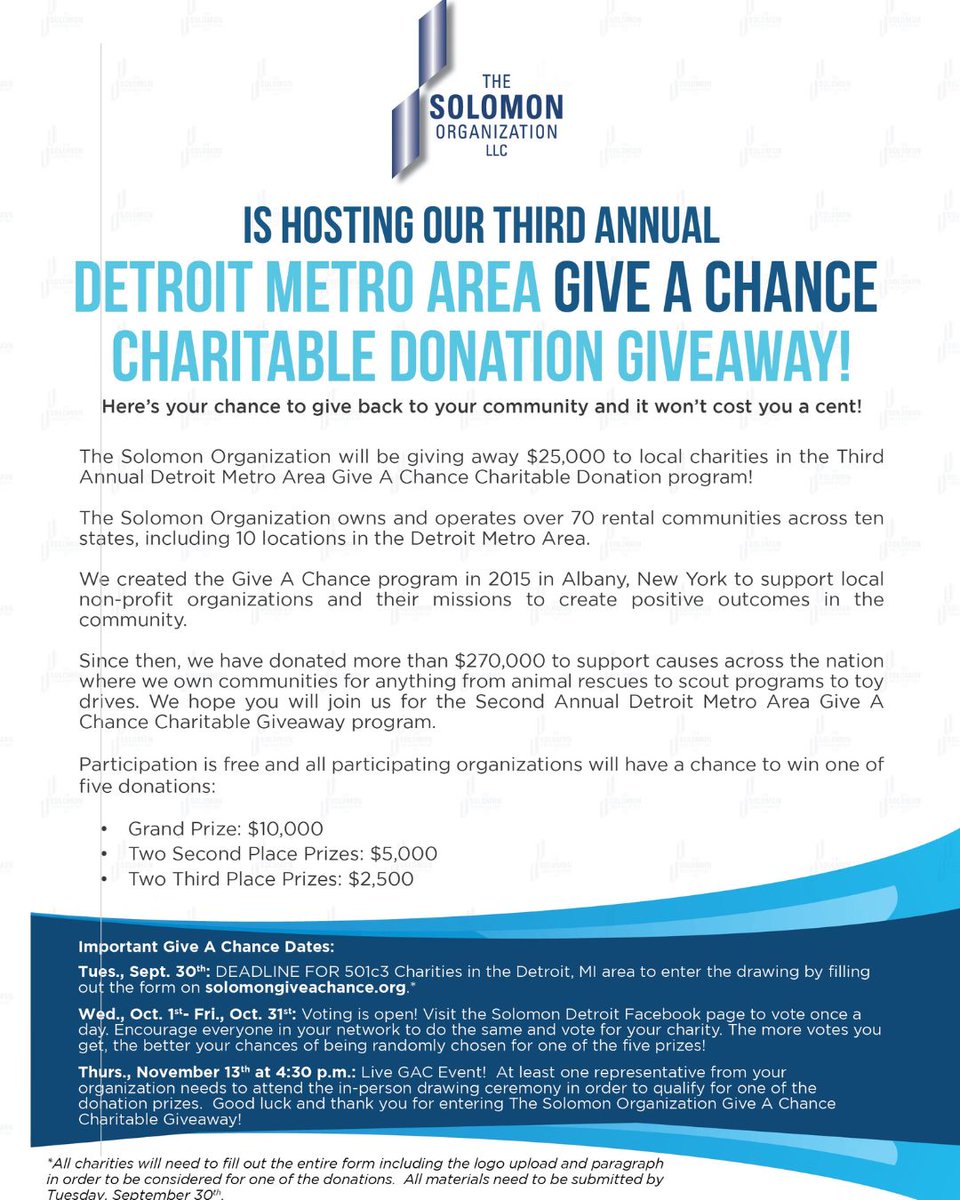 We’re honored to be nominated in Give A Chance, The Solomon Organization’s local community giving challenge.  Your daily vote helps us increase our chances for funding that would strengthen our services. Add your vote today and check back tomorrow: poll-maker.com/poll5599174x06…