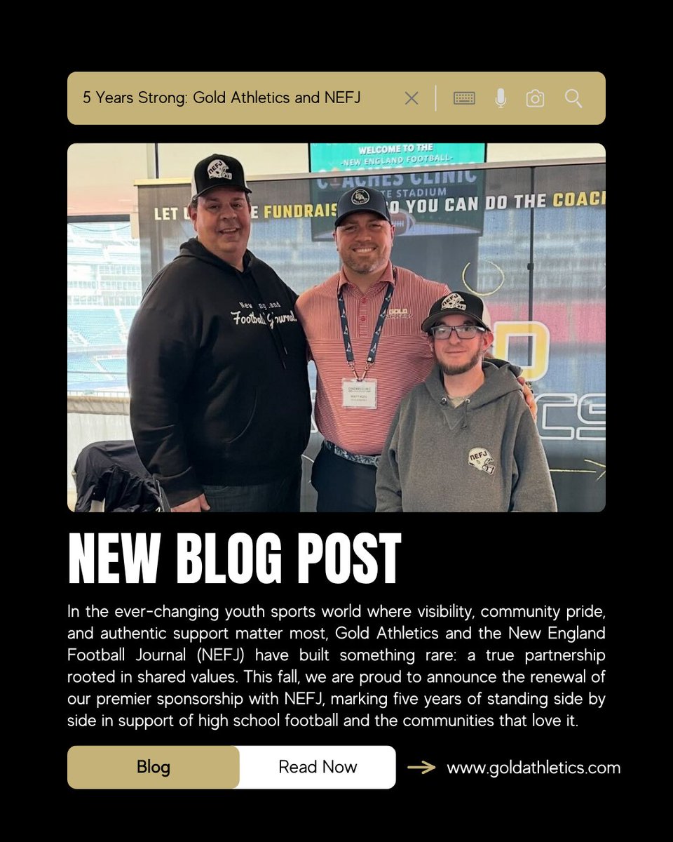 goldathletics's tweet photo. 5 years of teamwork, trust, and transformation! We are proud to announce our game-changing partnership renewal with @newftbj--continuing a legacy of excellence. 🚀
 
Click here to read our latest blog: https://t.co/Ilr6ADWbVL

#GoldAthletics #NEFJ #NewBlogPost #GABlog https://t.co/AI4AawuoCs