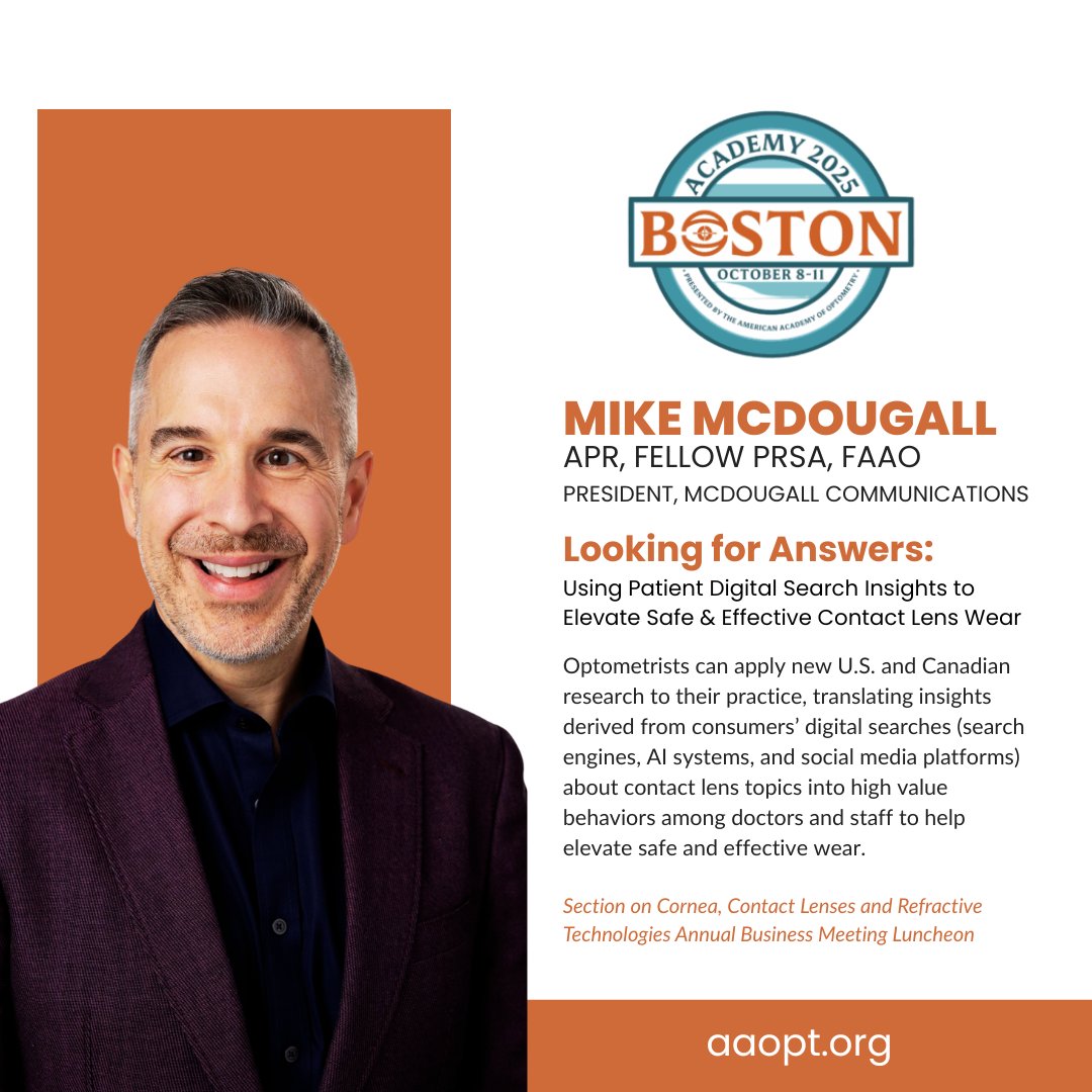 Understanding patients’ digital habits can be key to identifying the best contact lens options for them. The Section on Cornea, Contact Lenses and Refractive Technologies invited Mike McDougall to speak about this at its business luncheon at #Academy25.