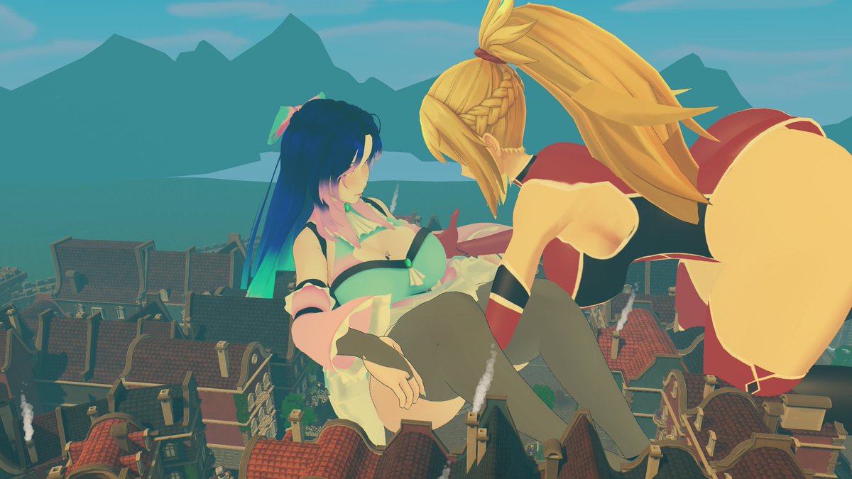 CpuAzazel's tweet image. Wait- Baiken what’re yo- Mmmmph! *squish*~ (11/11) This was fun to do with these 2 cuties, thank you so much @DoviraBlooshims and @BaikenVRC! Let’s do something like this again! ❤️❤️❤️
#vr #VRChat #VRC
#VRChatPhotography
#Blooshims #giantess #GiantessGrowth|