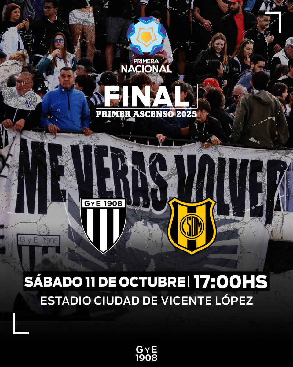 🔜 ¡FINAL CONFIRMADA!

🏆#PrimeraNacional
🔝 Final por el Ascenso
🆚 <a href="/ClubMadryn/">Club Social y Deportivo Madryn</a>  
📆 Sábado 11 de octubre
⌚ 17
🏟️ Ciudad de Vicente López
📺 TyC Sports

🏳️ ¡Vamos por la gloria! 🏴
#VamosLobo 💪🏼🐺