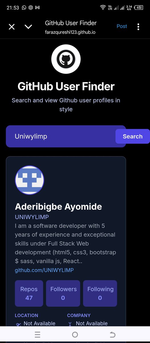 uniwylimp's tweet photo. @FarazDotDev Works perfectly! Just some UI tweak and 👍🏿 would be golden. https://t.co/y5c4HPMbAL
