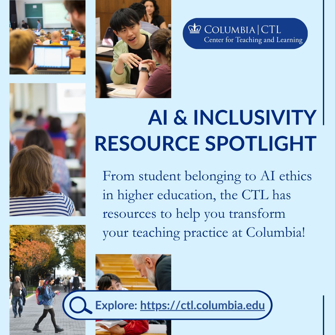 ColumbiaCTL's tweet photo. ✍️ How can faculty preserve writing's benefits while thoughtfully integrating AI? CTL offers strategies from transparent expectations to writer's statements.
Explore resources: https://t.co/c7psfdXNn0 https://t.co/V9jF6occKP