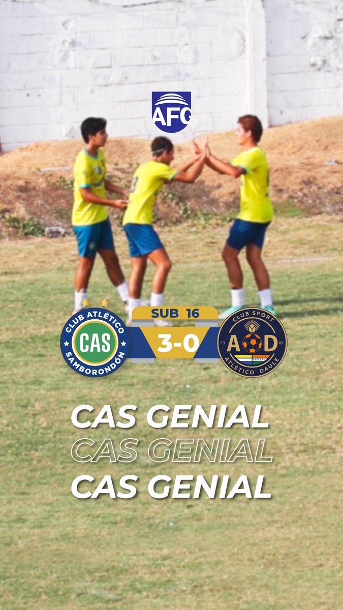 🔥 ¡CAS sigue demostrando su nivel en el Torneo AsoGuayas!

Nuestro equipo Sub 16 se impuso con autoridad 3️⃣–0️⃣ ante Atlético Daule, sumando una nueva actuación que refleja constancia, trabajo y determinación. 🔵⚽

💙 Cada partido es una oportunidad más para seguir creciendo.
