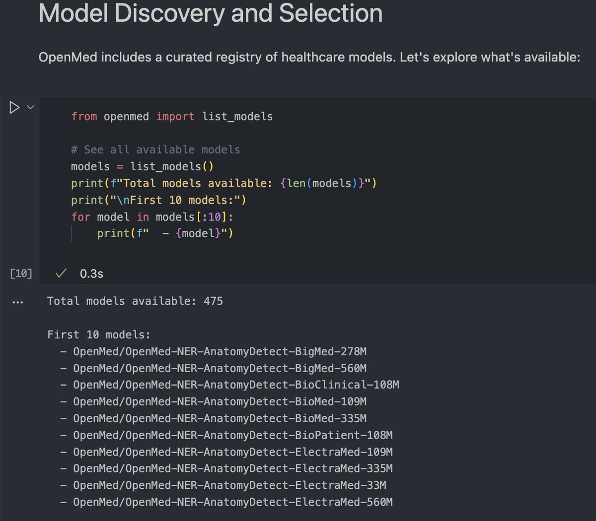 MaziyarPanahi's tweet image. you can list all OpenMed models now easily
