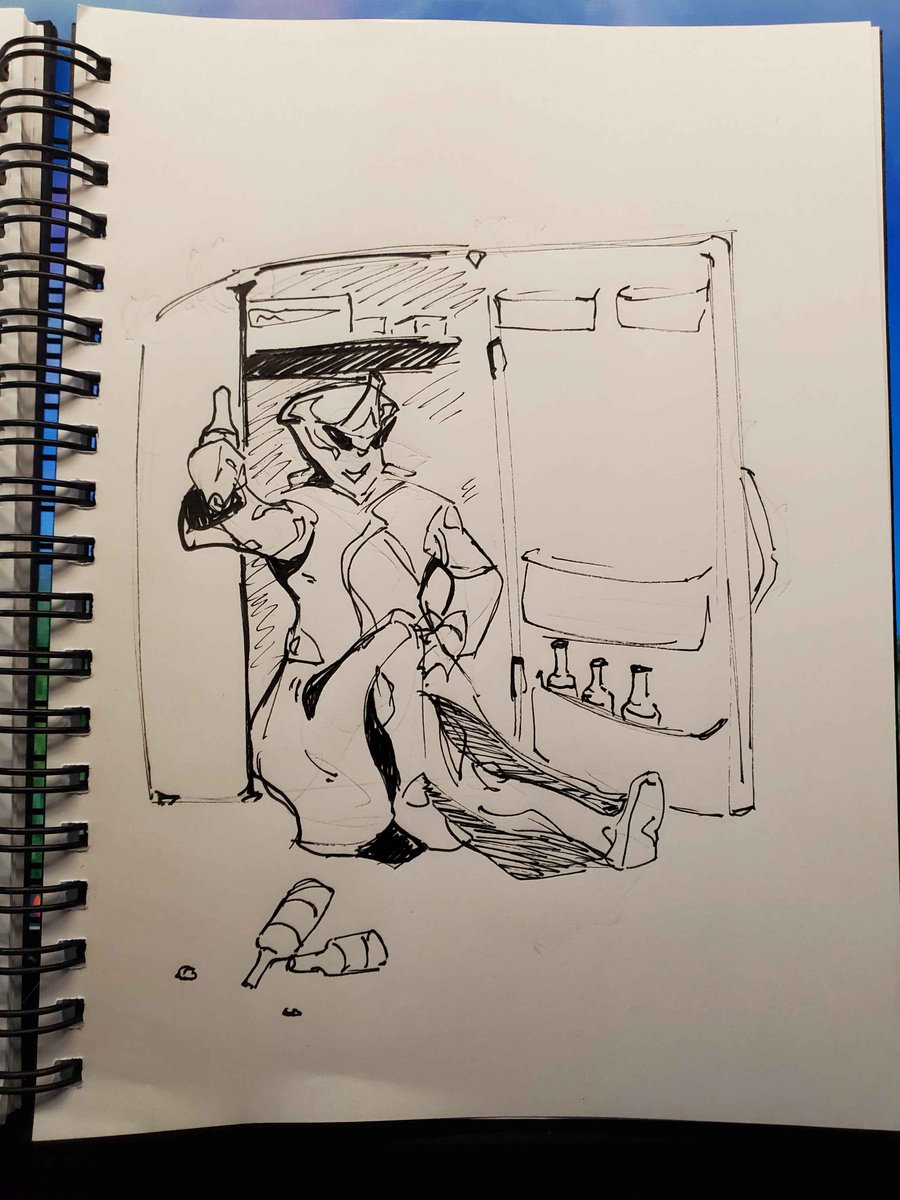 _ynque's tweet image. A late start to #Tennotober2025 with frost enjoying  a cold one (or two)
Day 6: Fridge
