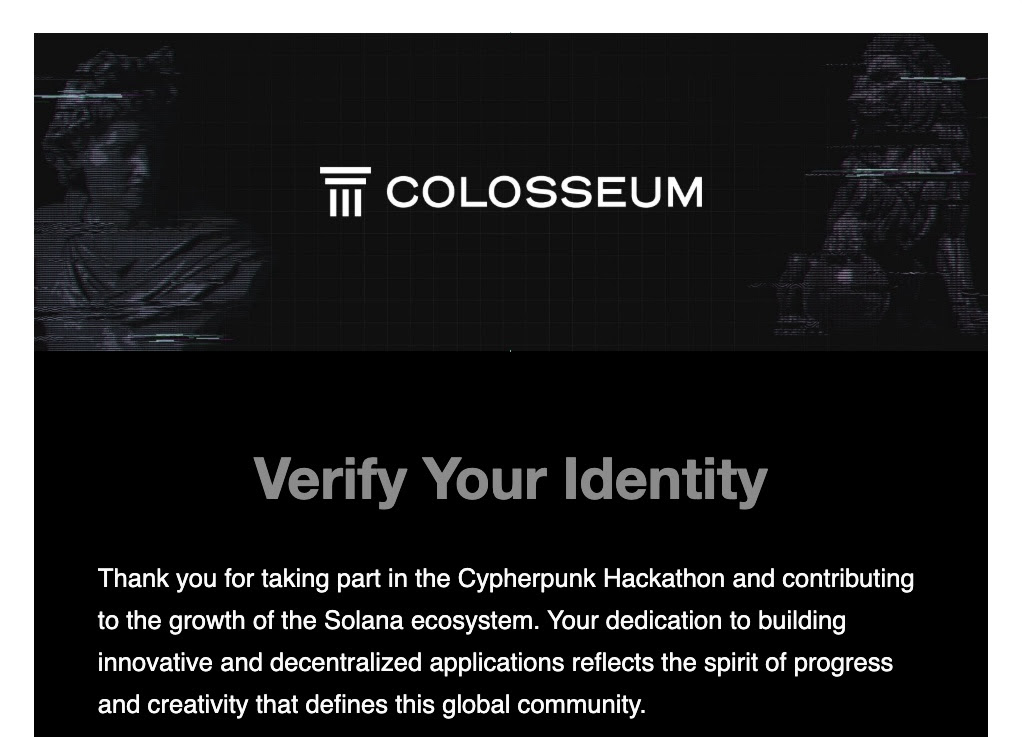 Screenshot of fake Colosseum email phishing attempt