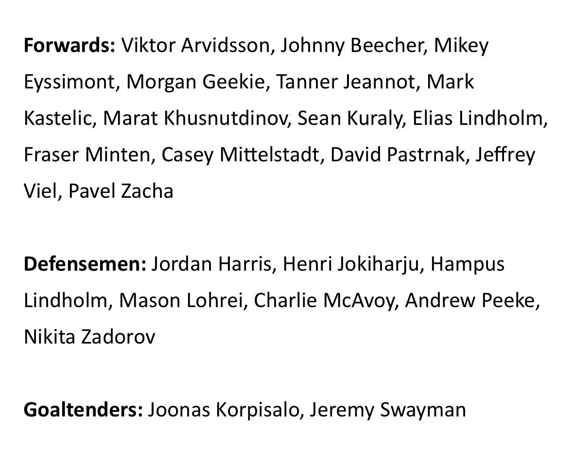 bellefraser1's tweet image. The Bruins’ official opening-night roster.