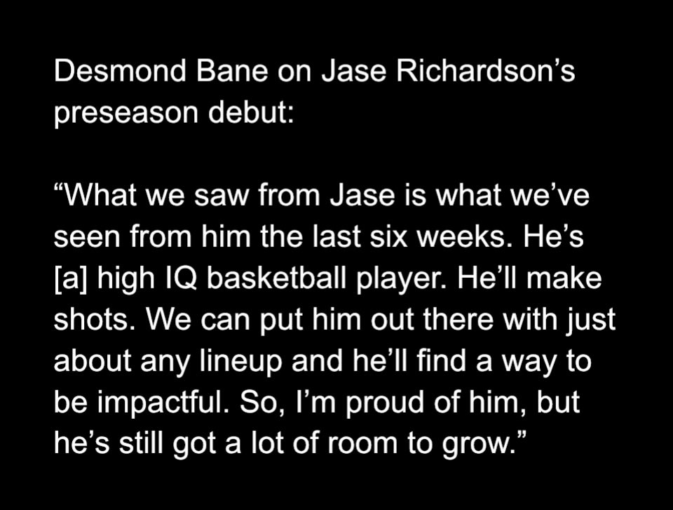 therealBeede's tweet image. “What we saw from Jase is what we’ve seen from him the last six weeks,” Desmond Bane said about #Magic rookie Jase Richardson. “We can put him out there with just about any lineup and he’ll find a way to be impactful. I’m proud of him, but he’s still got a lot of room to grow.”