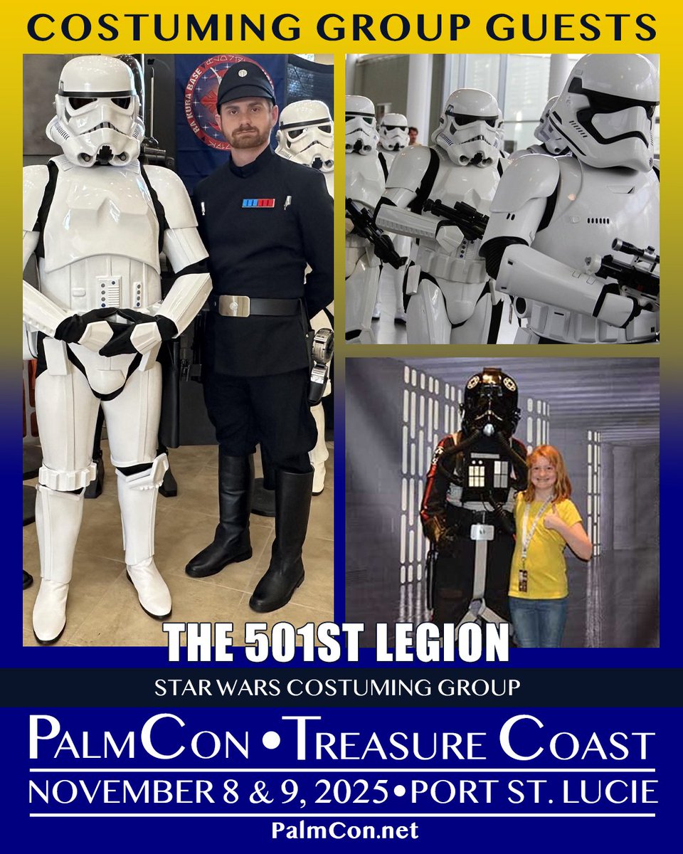 palm_con's tweet image. Who’s coming to PalmCon: Treasure Coast?
The 501st - Everglades Squad

Come and march along with the mighty 501st November 8th &amp;amp; 9th at the MidFlorida Credit Union Event Center! 

Advance discounted tickets are ON SALE NOW!

#StarWars #Stromtrooper #PalmCon #TreasureCoast