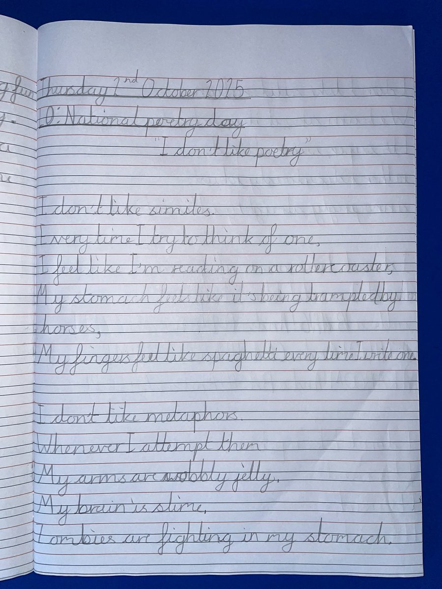 StAndrewsOxon's tweet photo. For this year’s National Poetry Day, Americas class enjoyed writing their own poems inspired by @joshuaseigal ‘s “I don’t like poetry”. The children were so eager to share their creative ideas! https://t.co/DWU9Wm2fYs