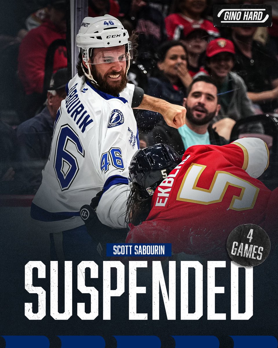 Scott Sabourin has been suspended 4 games for roughing Aaron Ekblad 😳