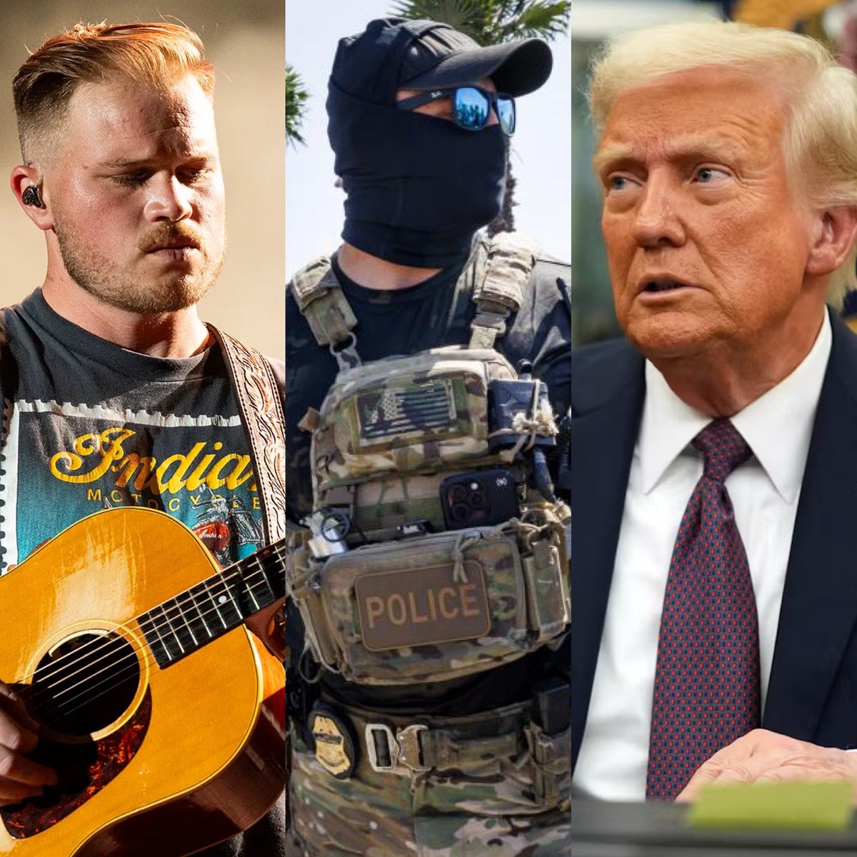 OccupyDemocrats's tweet image. BREAKING: Country music megastar Zach Bryan ENRAGES MAGA world by releasing an anti-ICE song called “Bad News” in which he says that America is “fading.”

This is an apocalyptic culture war defeat for Republicans…

“And ICE is gonna come, bust down your door/Try to build a house…