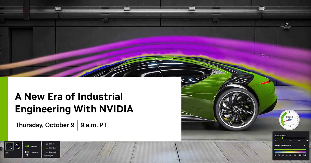 NVIDIADC's tweet image. What is the future of industrial and computational engineering? It&apos;s a new paradigm of AI physics, #acceleratedcomputing and real-time digital twins.

Join NVIDIA Distinguished Engineer Neil Ashton for the premiere of our new Industrial Engineering Livestream series on Thursday,…