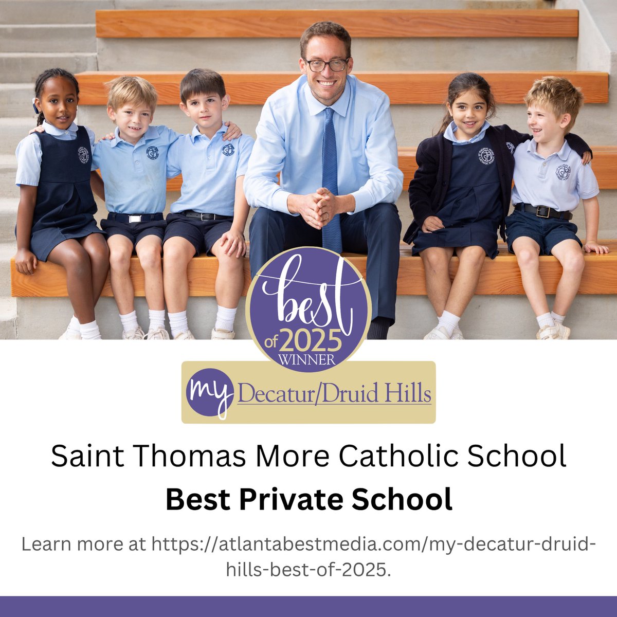 75 years and still shining bright! 😎
Saint Thomas More Catholic School has been voted Best Private School in the My Decatur/Druid Hills community 2 years in a row! Thank you to our joyful STM family for making this possible.  
Learn more about our win at stmga.org/about/best-pri….