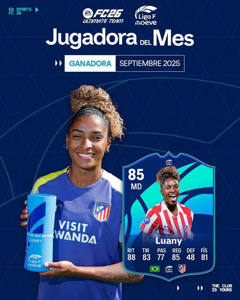 ⭐️ Luany Vitória elegida la jugadora del mes de septiembre en la Liga F

👟  La brasileña firmó 3 goles y 3 asistencias en 5 partidos